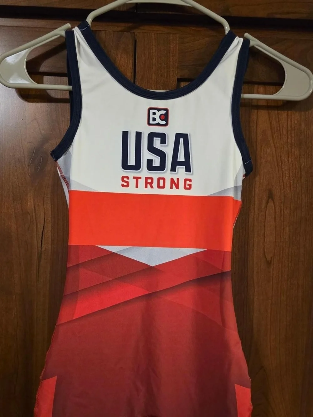 Two USA Kids Wrestling Singlets - Red, White & Blue